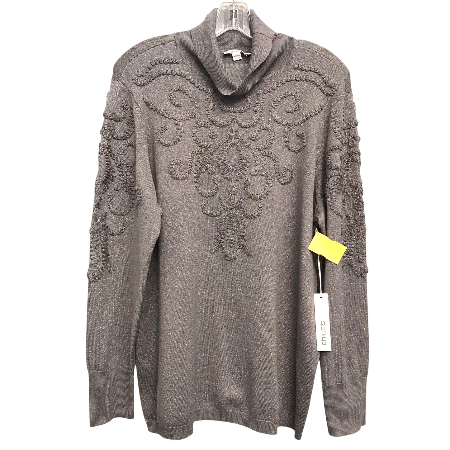 Sweater By Chicos In Grey & Silver, Size:Xl