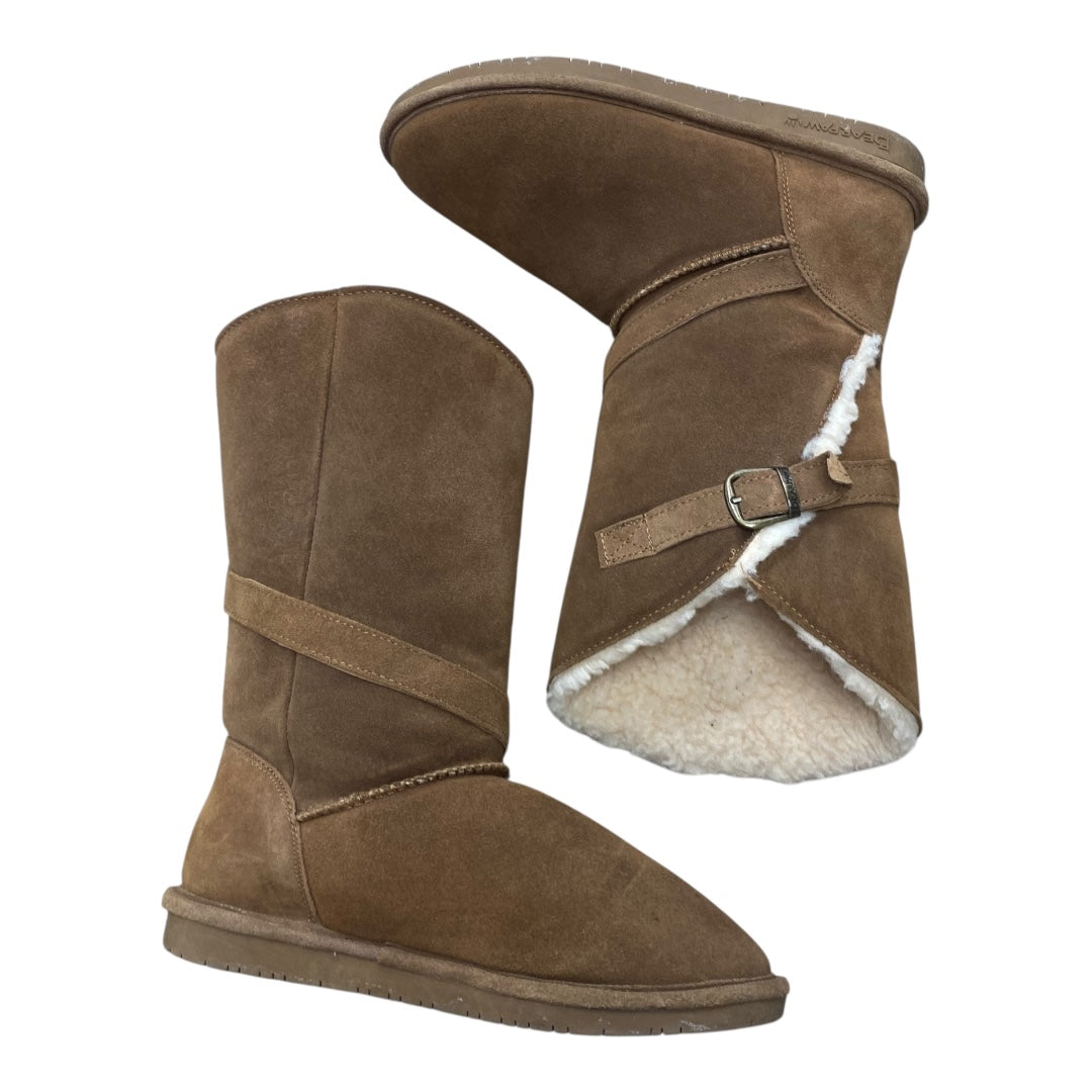 Boots Mid-Calf Flats By Bearpaw In Brown, Size:9