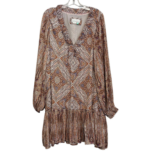 Dress Casual Short By Anthropologie In Cream & Orange, Size:2X