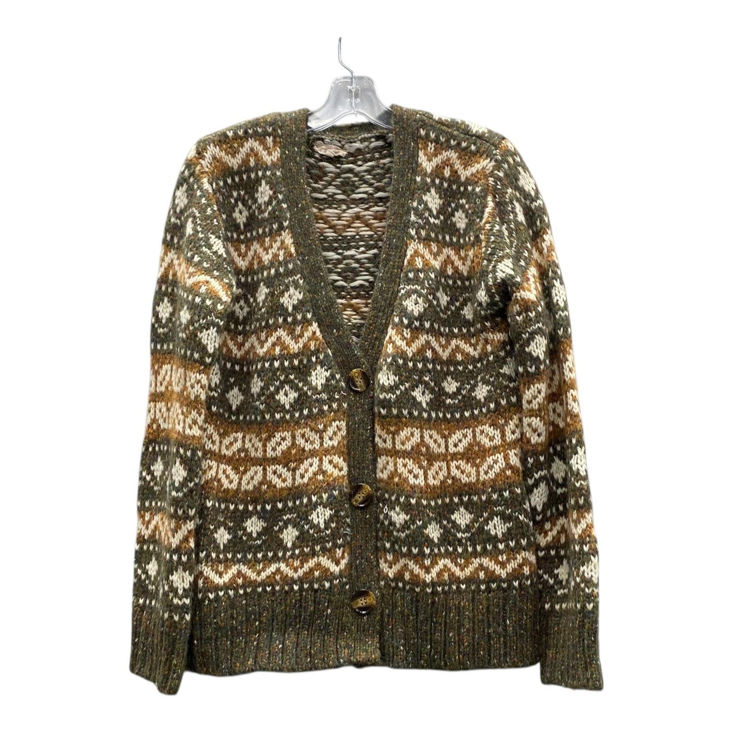 Sweater Cardigan By Mystree In Green & Orange, Size:L