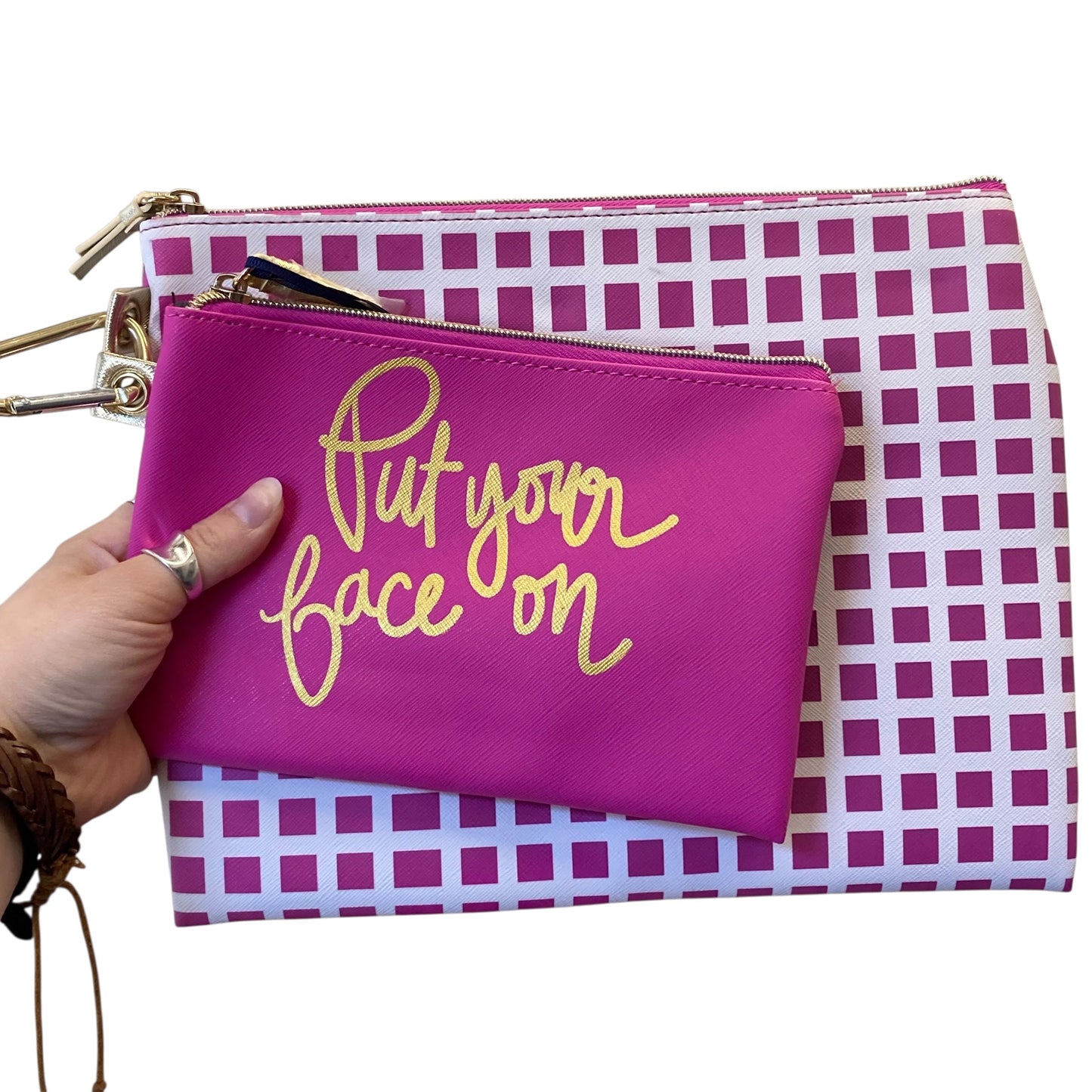 Makeup Bag By Dabney Lee In Pink & White, Size:Medium