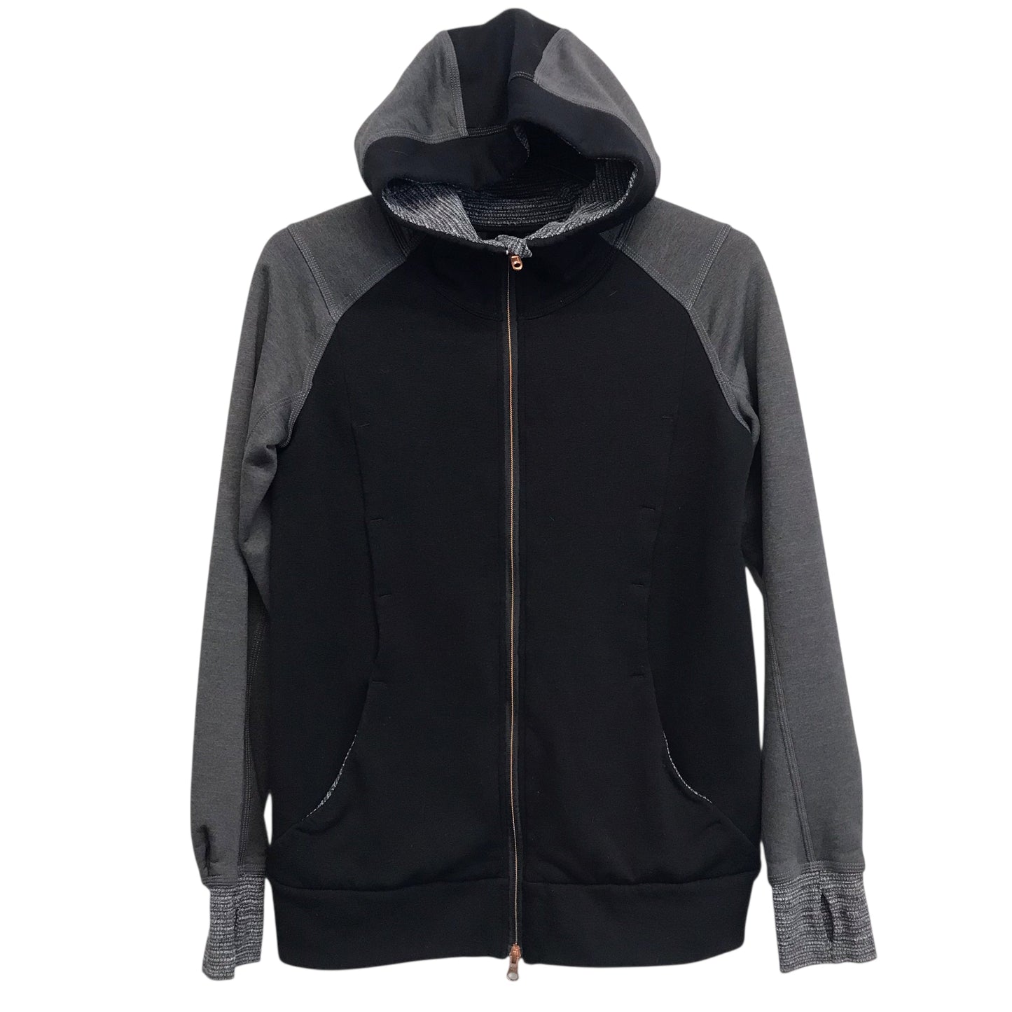 Athletic Jacket By Lululemon In Black & Grey, Size:S