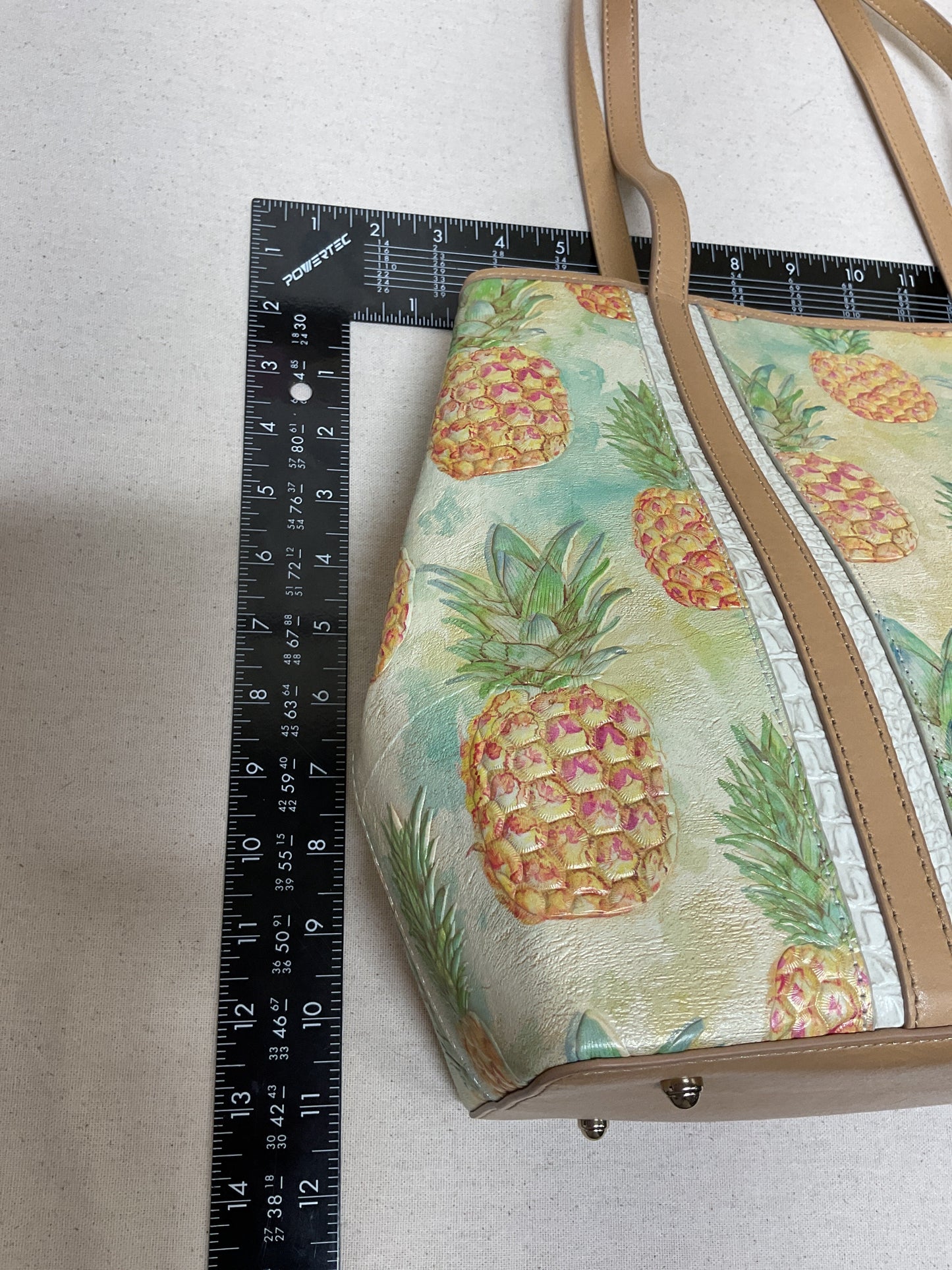 Handbag Designer By Brahmin In Green & Yellow, Size:Large