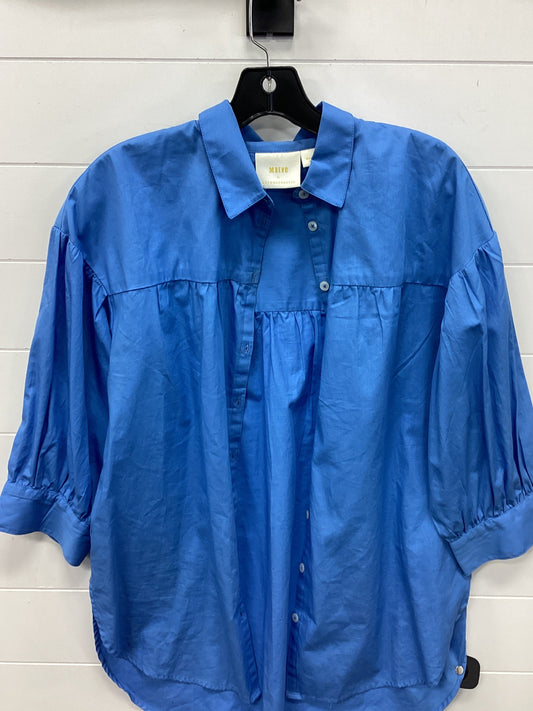 Blouse Ss By Anthropologie In Blue, Size:M