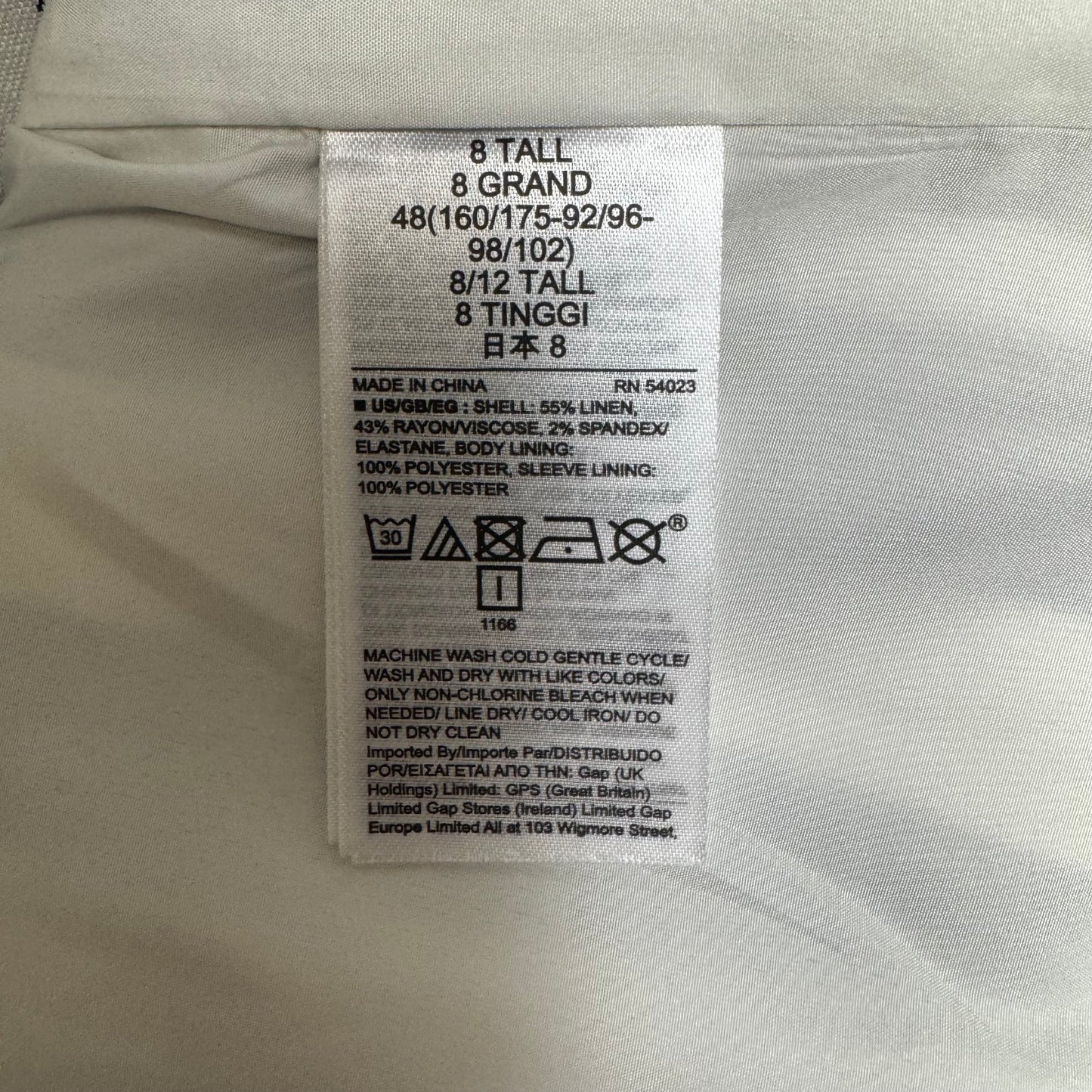 Linen Blend Blazer By Gap In Striped Pattern, Size: 8 Tall