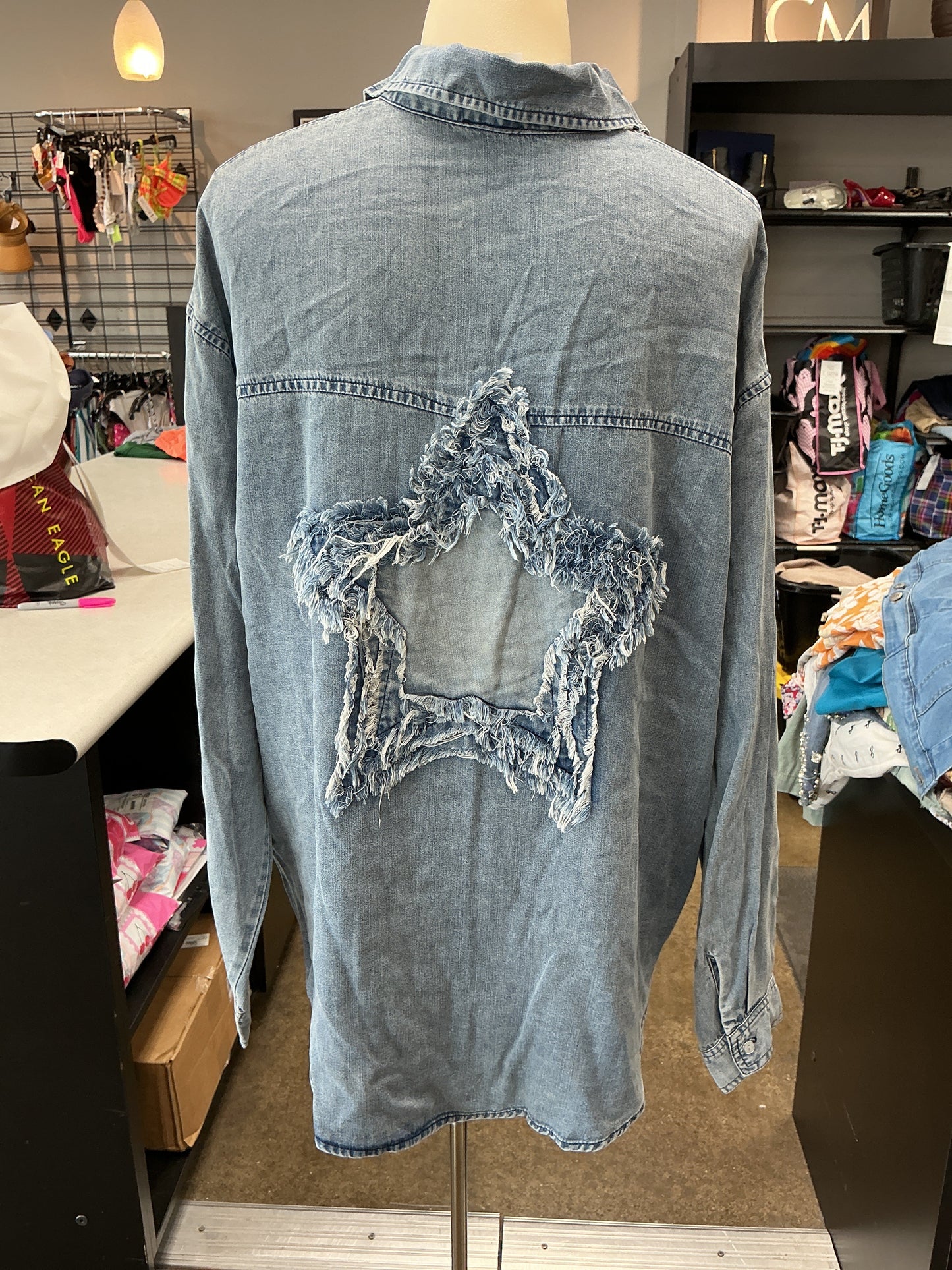 Top Ls By Clothes Mentor In Blue Denim, Size:S