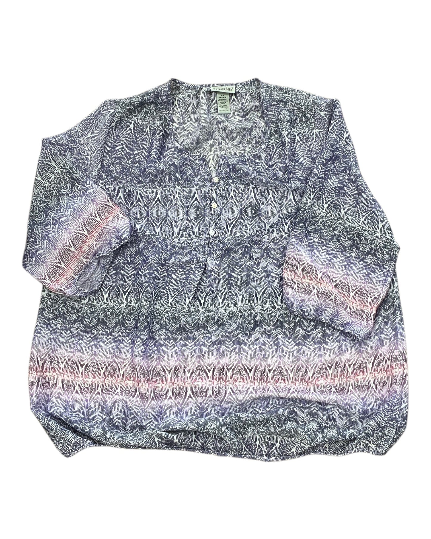 Top 3/4 Sleeve By Catherines In Purple, Size:1X