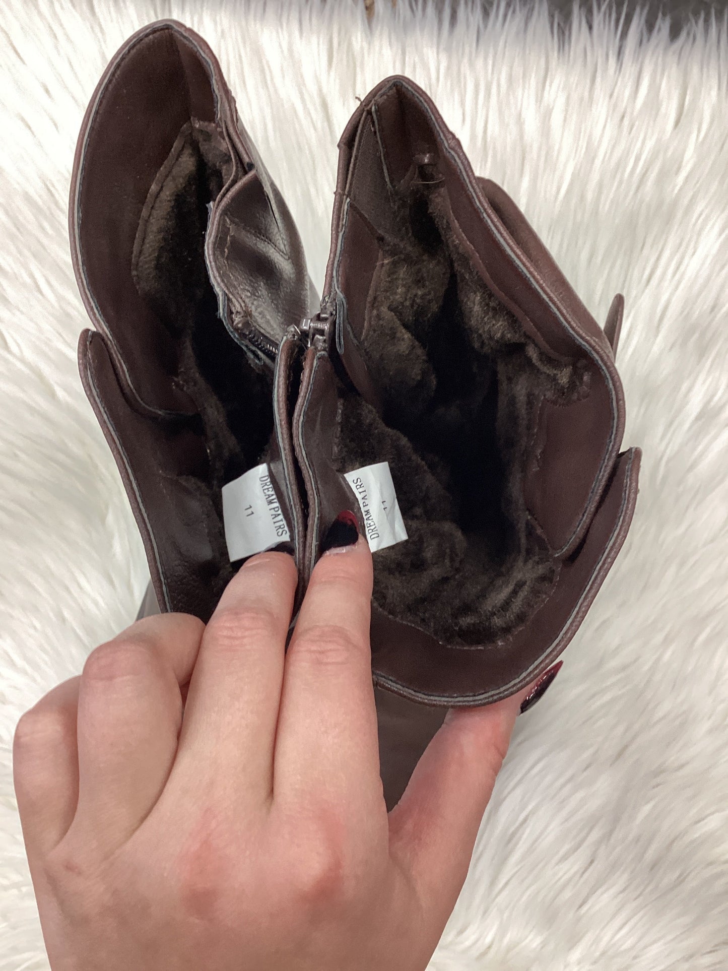 Boots Ankle Flats By Dream Pairs In Brown, Size:11