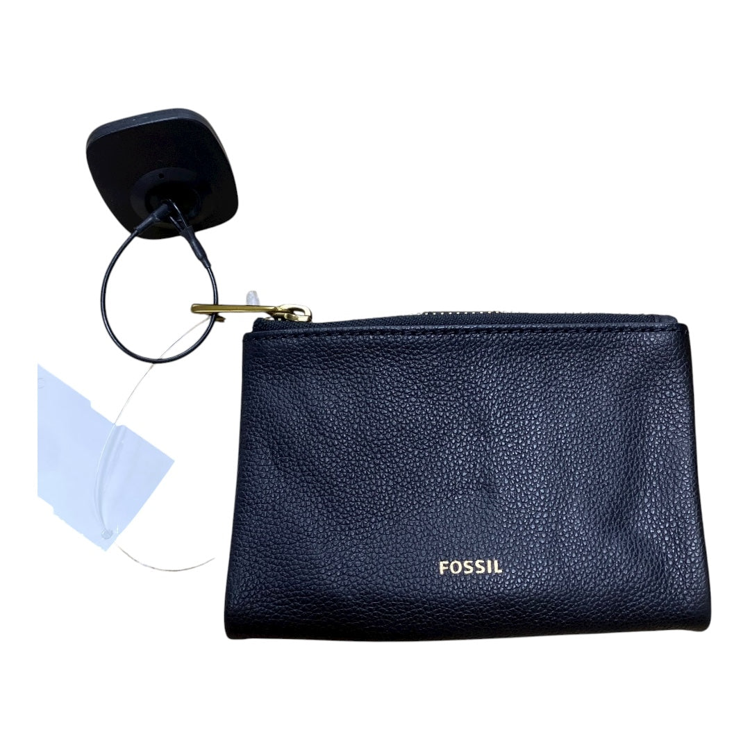 Wallet Leather By Fossil In Black, Size:Medium