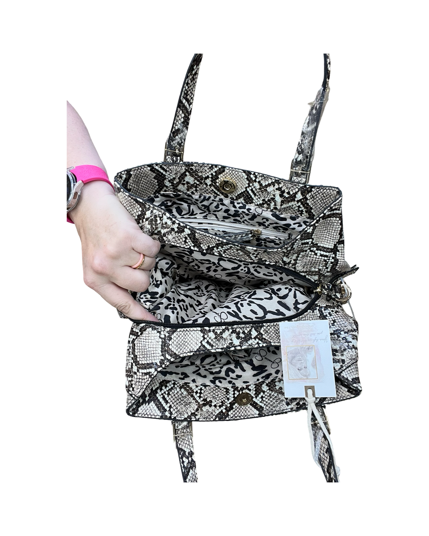 Handbag By Jessica Simpson In Snakeskin Print, Size:Large