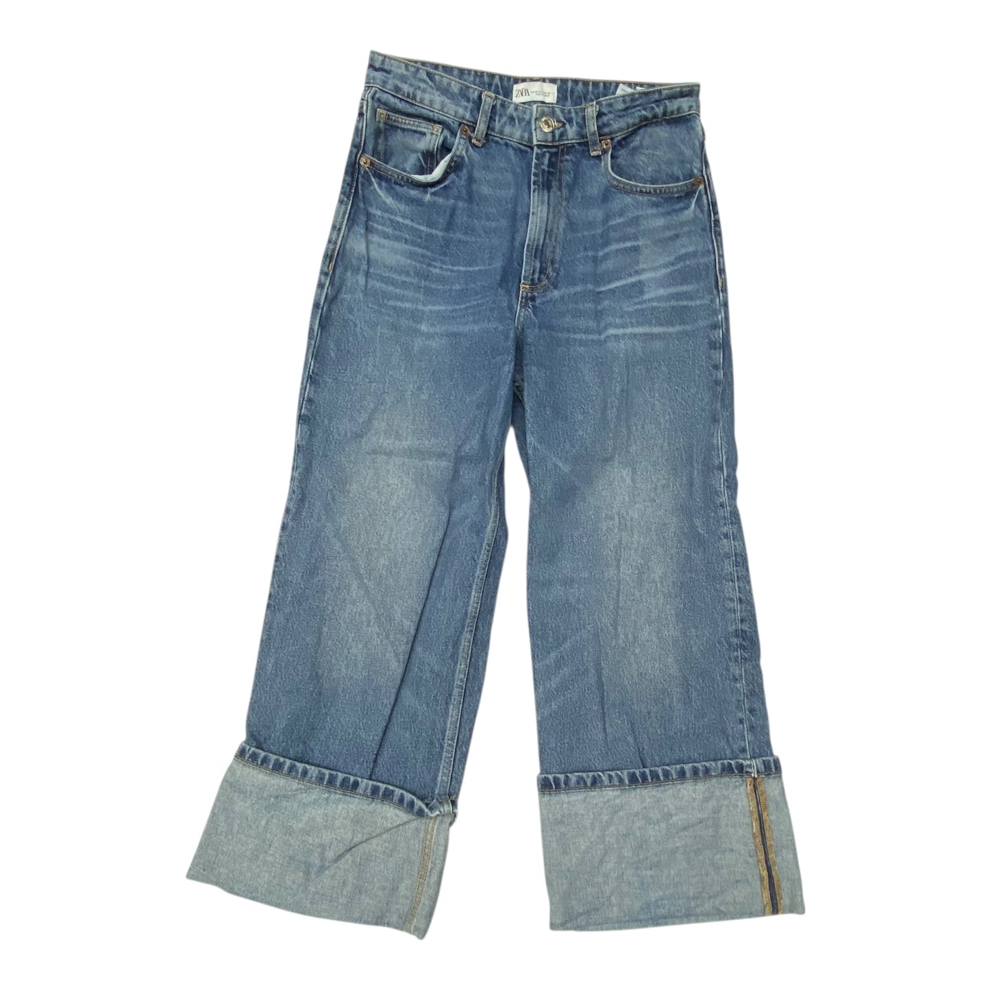 Jeans Wide Leg By Zara In Blue, Size:8