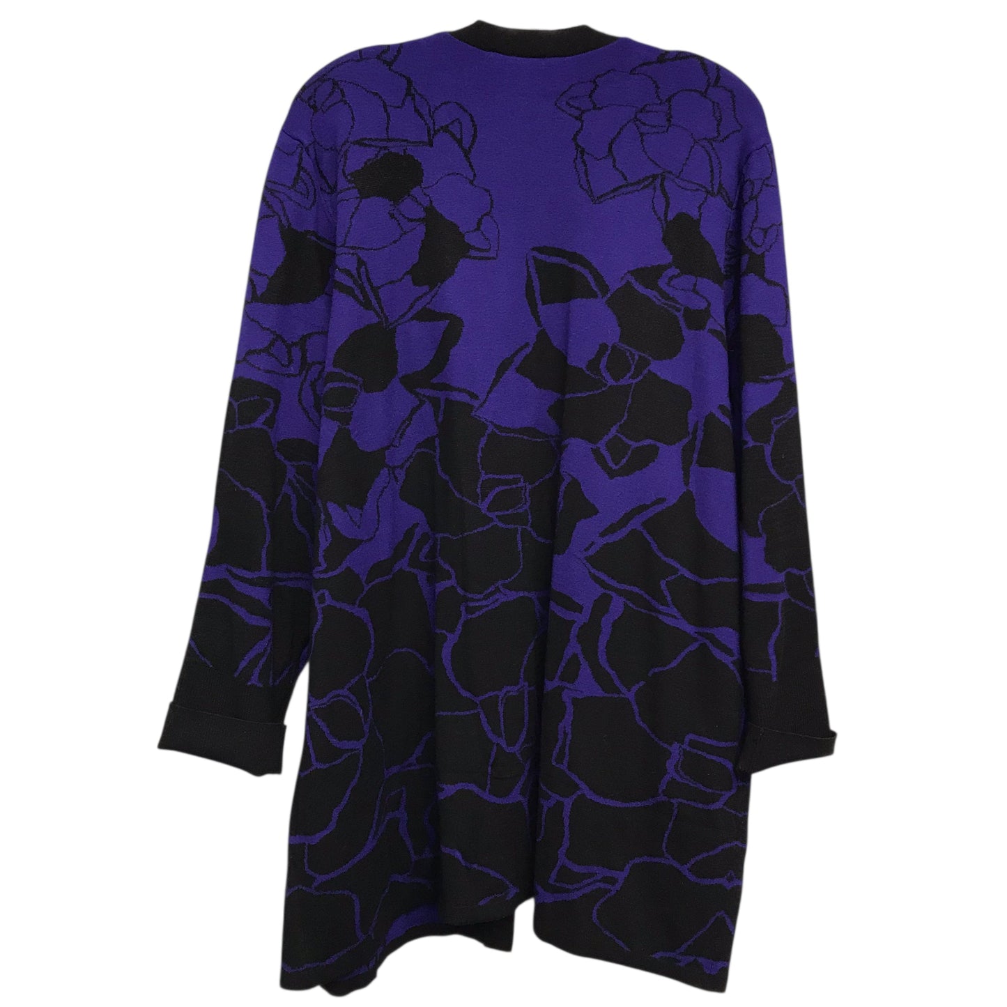 Sweater Cardigan By Chicos In Black & Purple, Size:1X