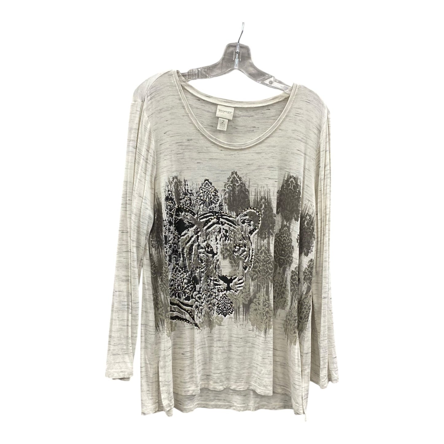 Top Ls Basic By Zenergy By Chicos In Tan, Size:L