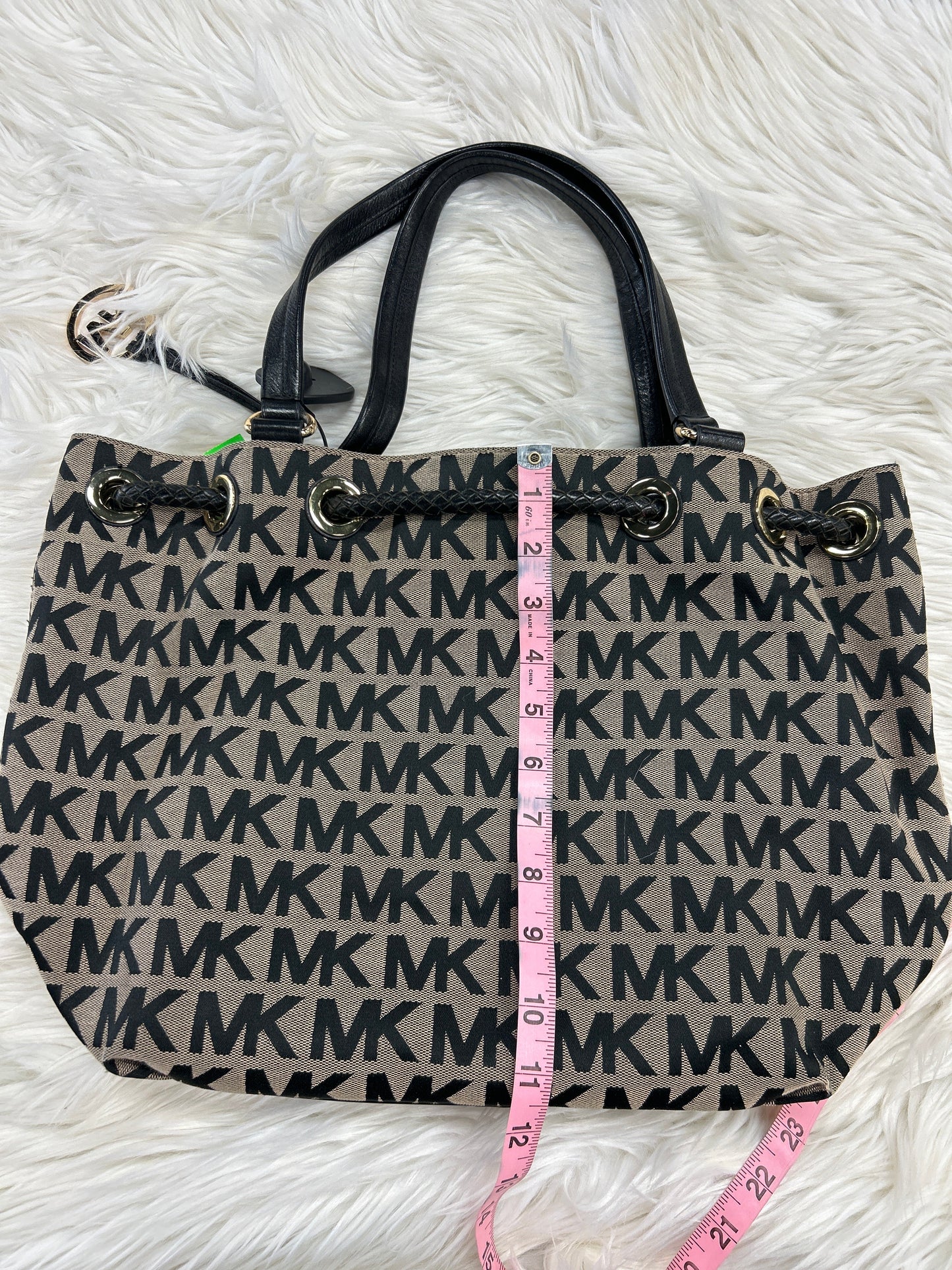 Handbag Designer By Michael Kors In Black & Tan, Size:Large