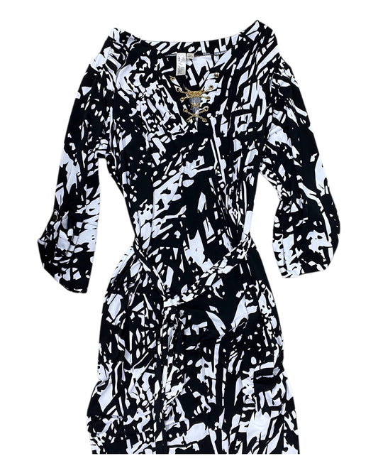 Dress Casual Midi By Emma And Michele In Black & White, Size:1X