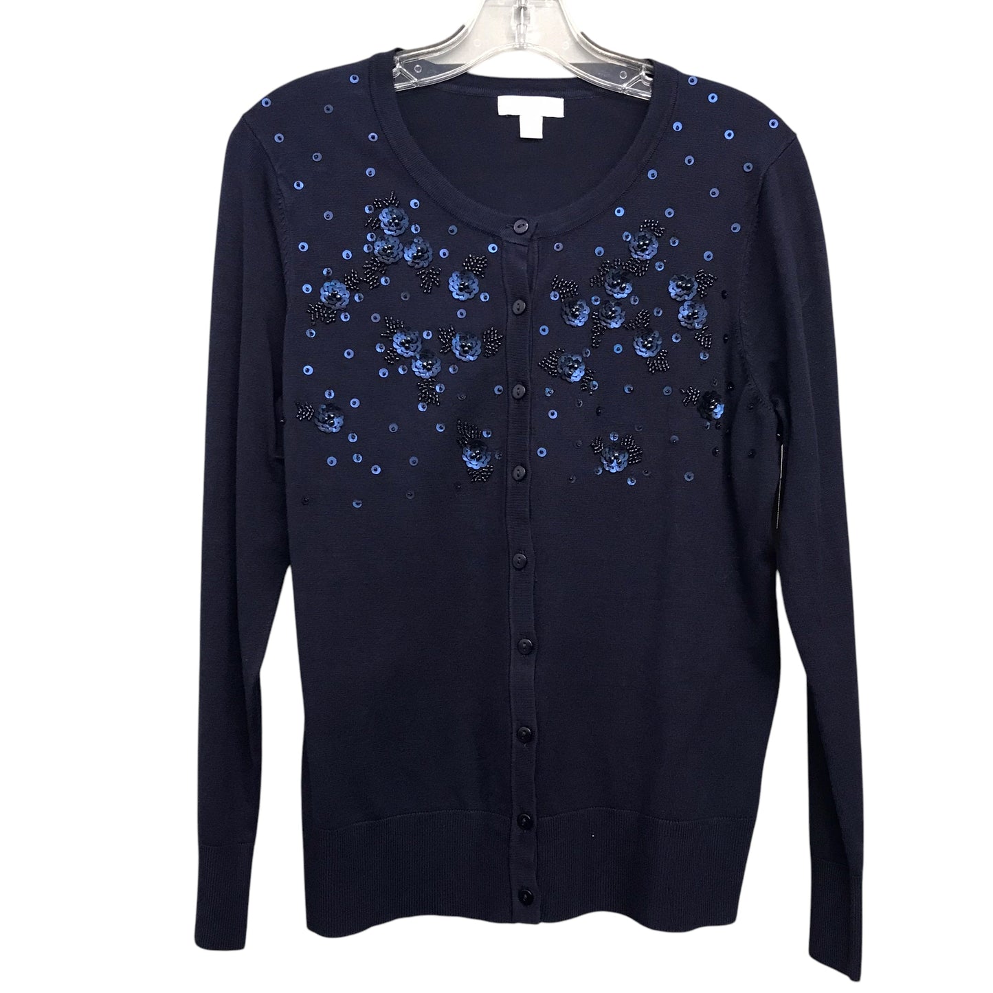 Sweater Cardigan By Charter Club In Navy, Size:L