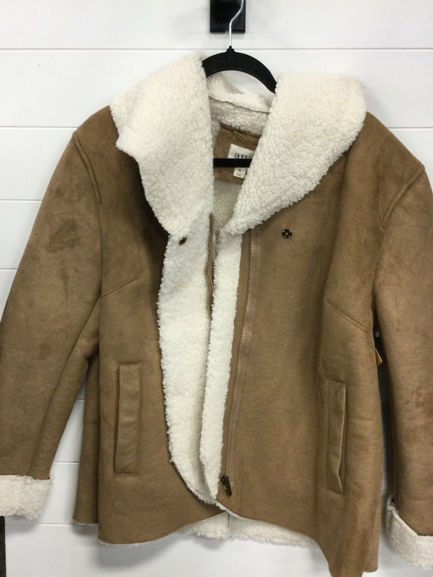 Coat Faux Fur & Sherpa By Ana In Brown, Size:Xl