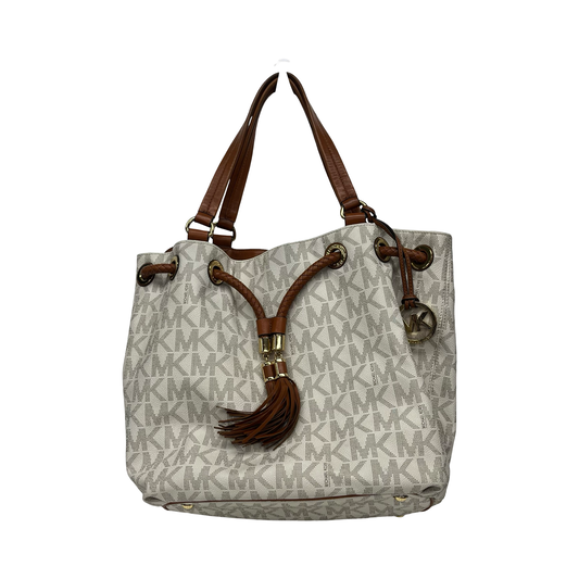 Handbag Designer By Michael Kors In Brown & Cream, Size:Medium