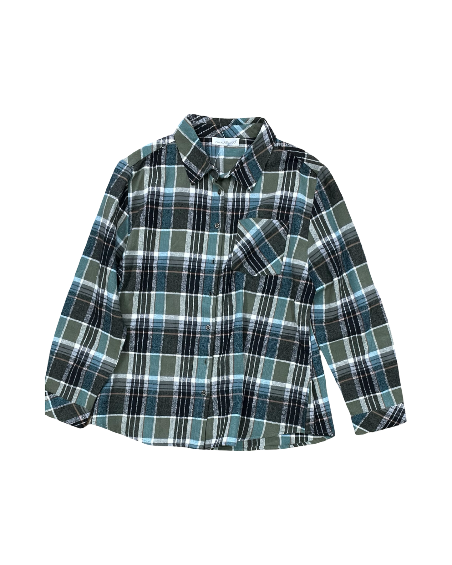 Blouse Ls By Keren Hart In Green & White, Size:M