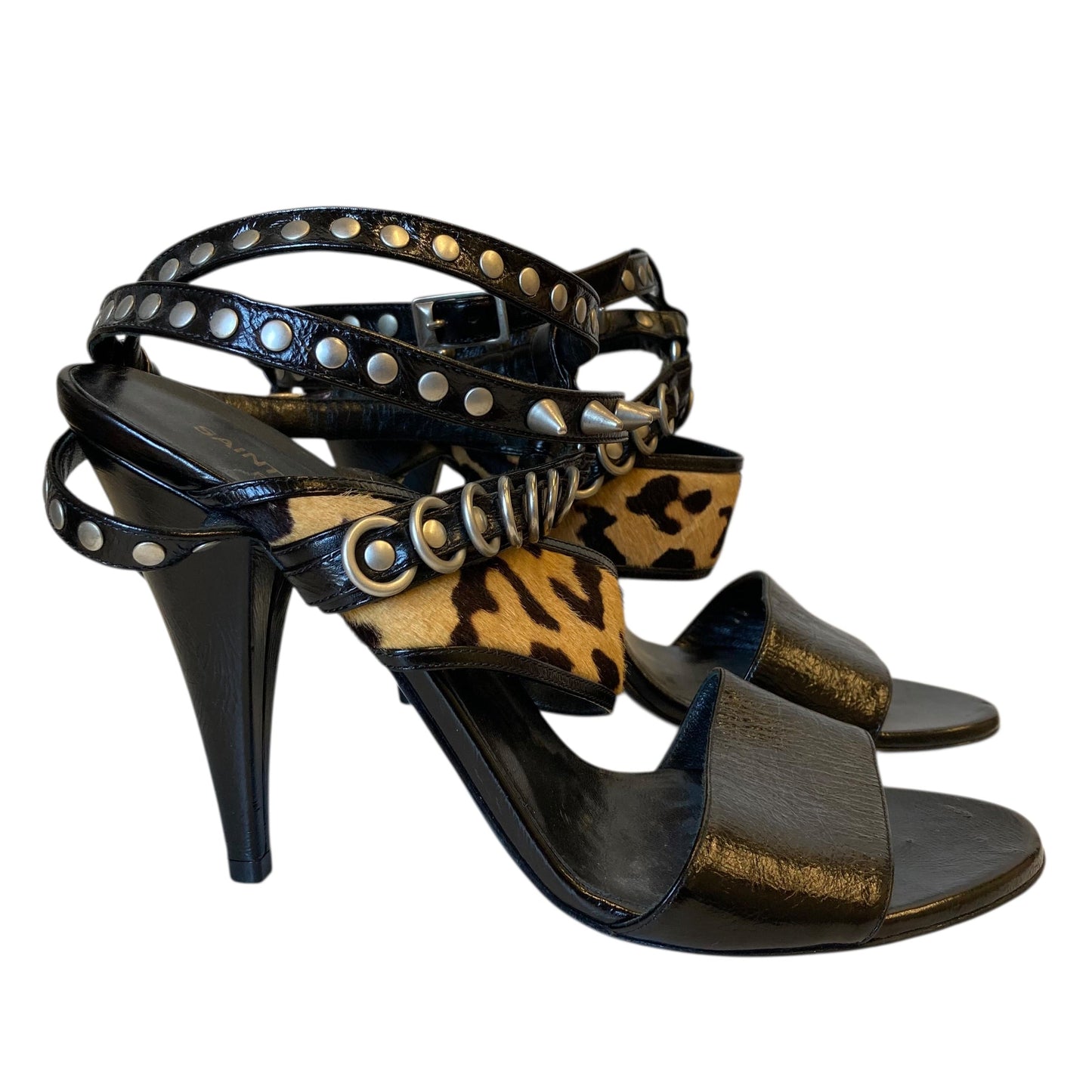 Sandals Luxury Designer By Yves Saint Laurent In Animal Print, Size:7.5