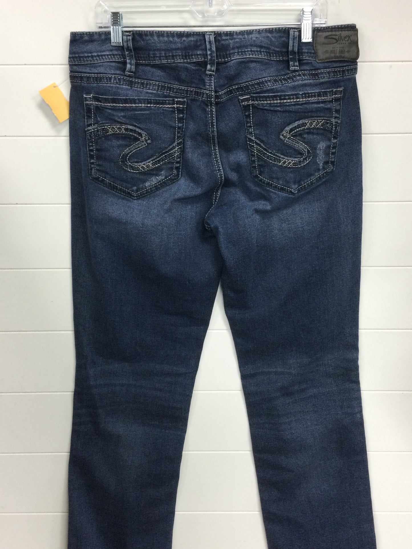 Jeans Straight By Silver In Blue Denim, Size:14