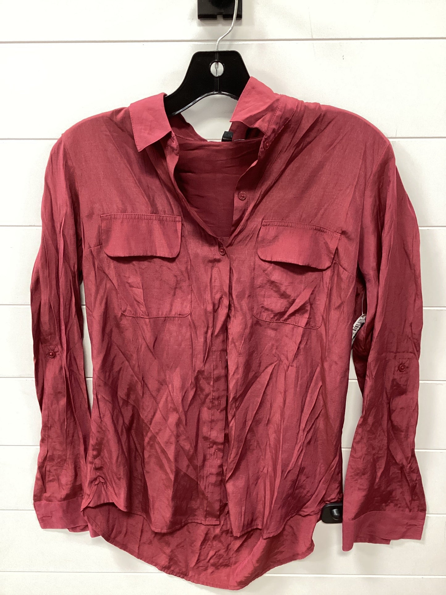 Blouse Ls By Express In Red, Size:Xs
