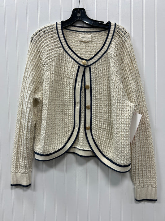 Sweater Cardigan By Lucky Brand In Black & Cream, Size:Xl