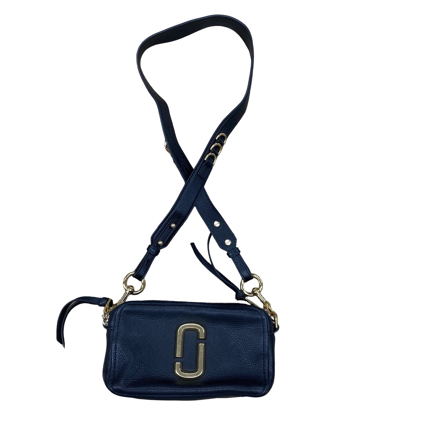 Handbag Designer By Marc Jacobs In Black & Gold, Size:Medium