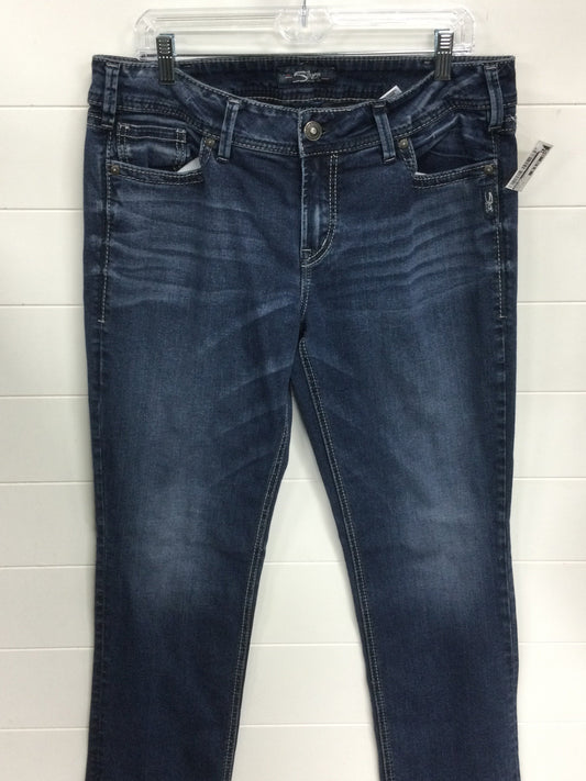 Jeans Straight By Silver In Blue Denim, Size:14