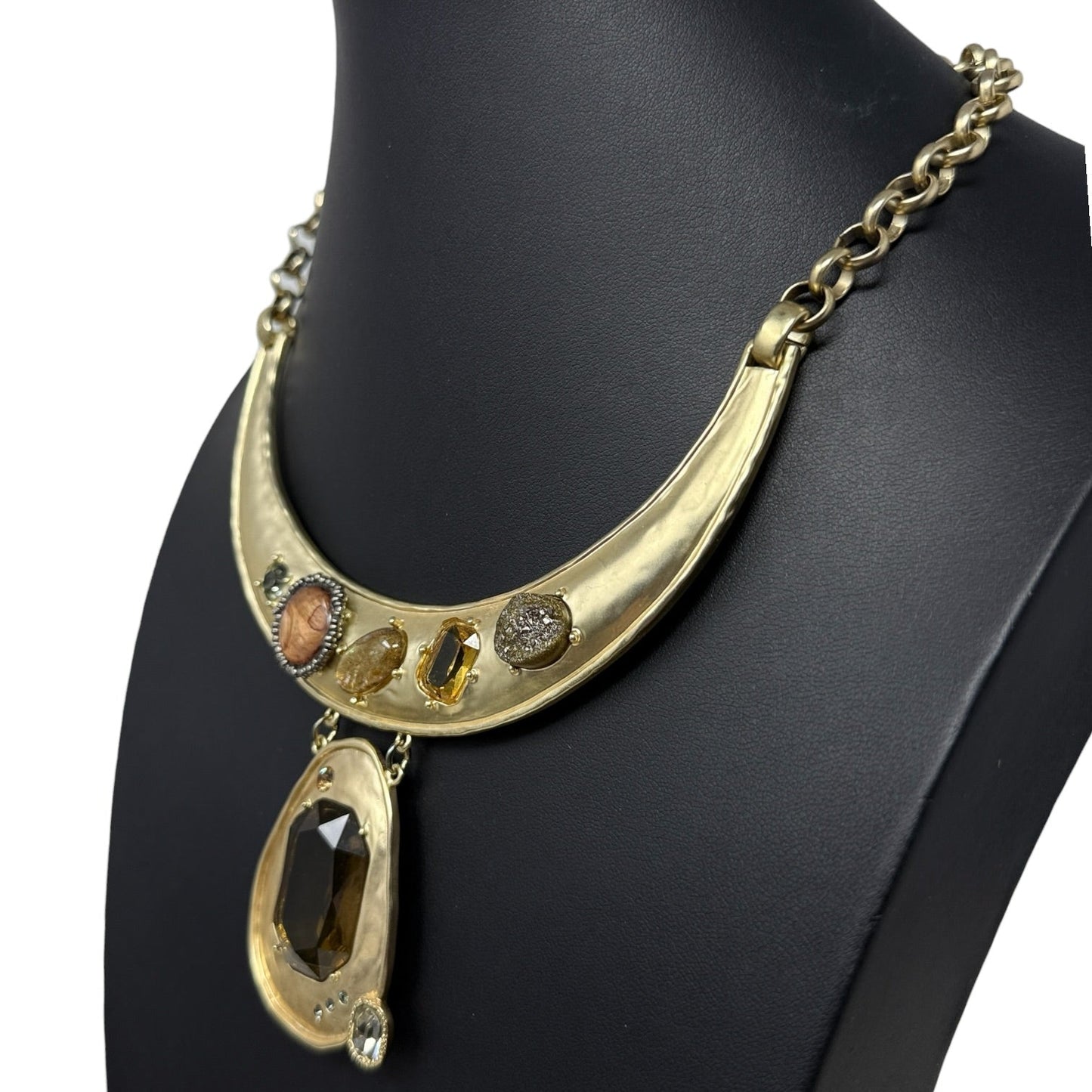 Gold Tone Multi Stone Statement Necklace By Chico’s