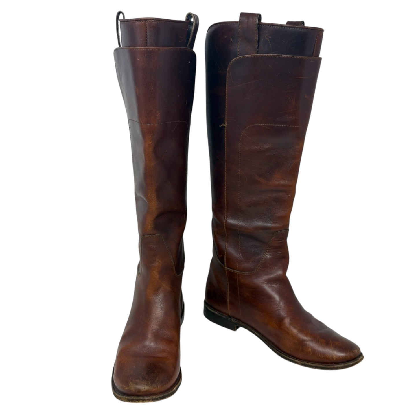 Paige Leather Riding Boots Designer By Frye In Brown, Size: 7.5