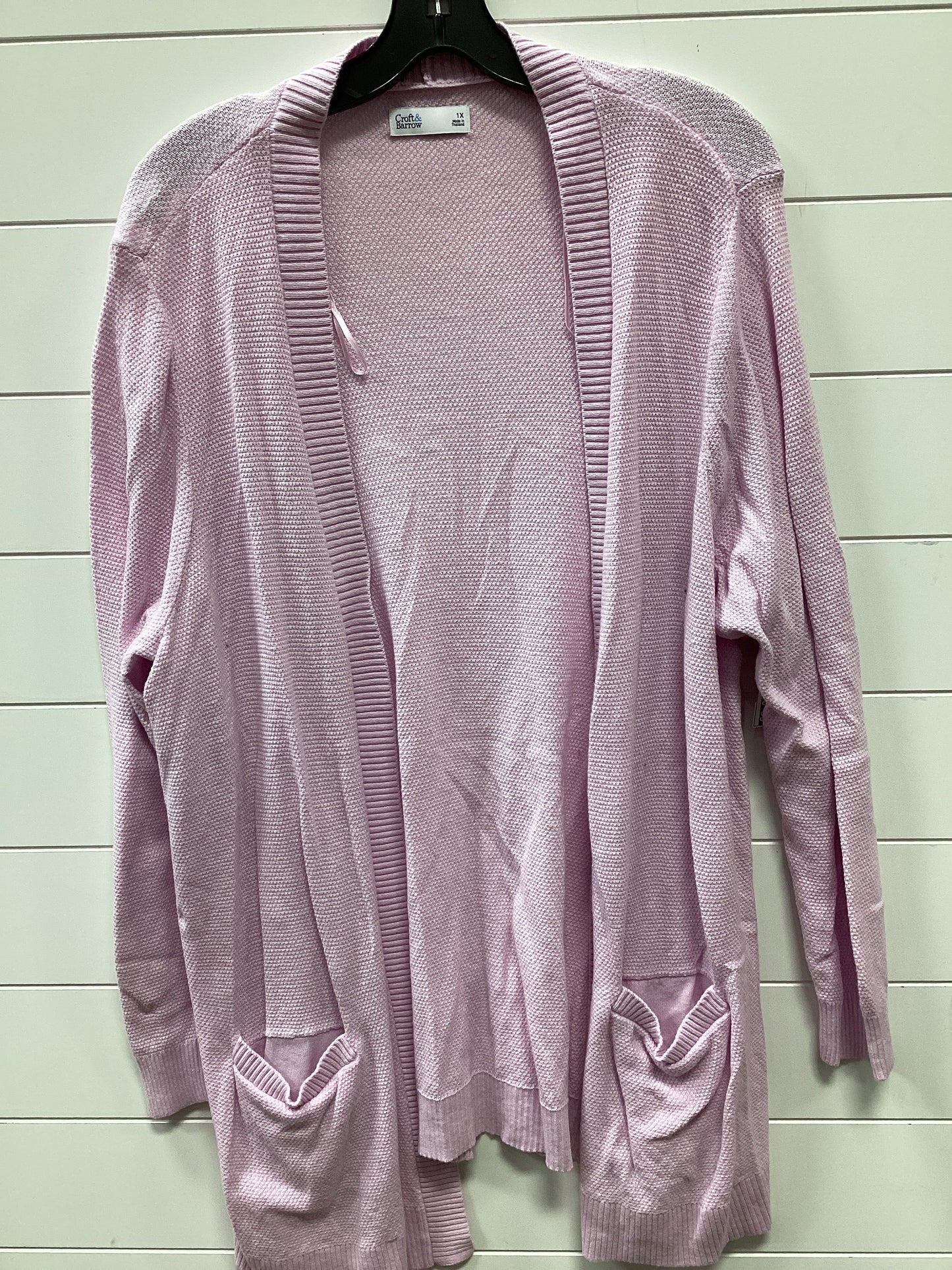 Cardigan By Croft And Barrow In Pink, Size:1X