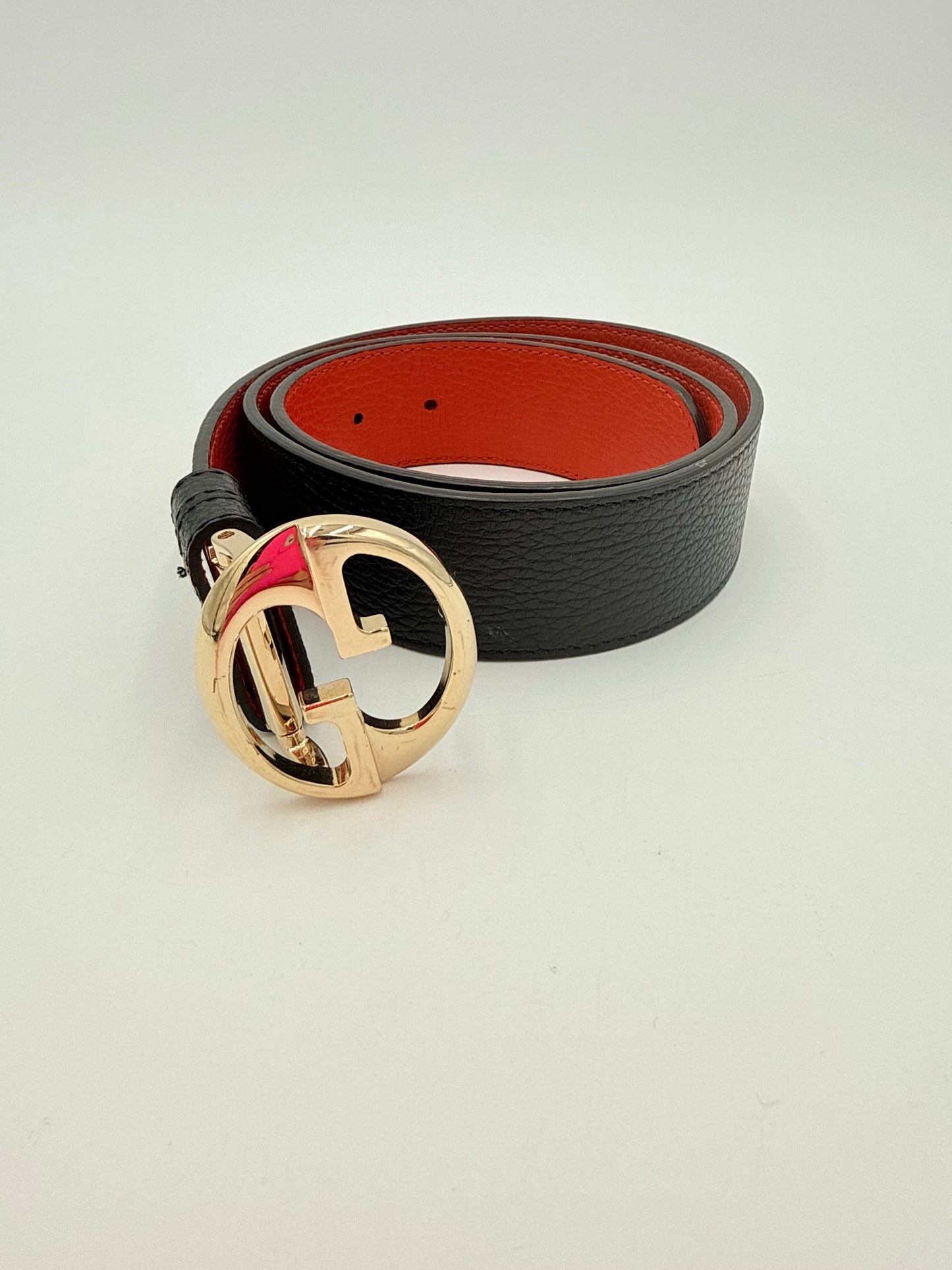 Belt Luxury Designer By Gucci In Black & Orange