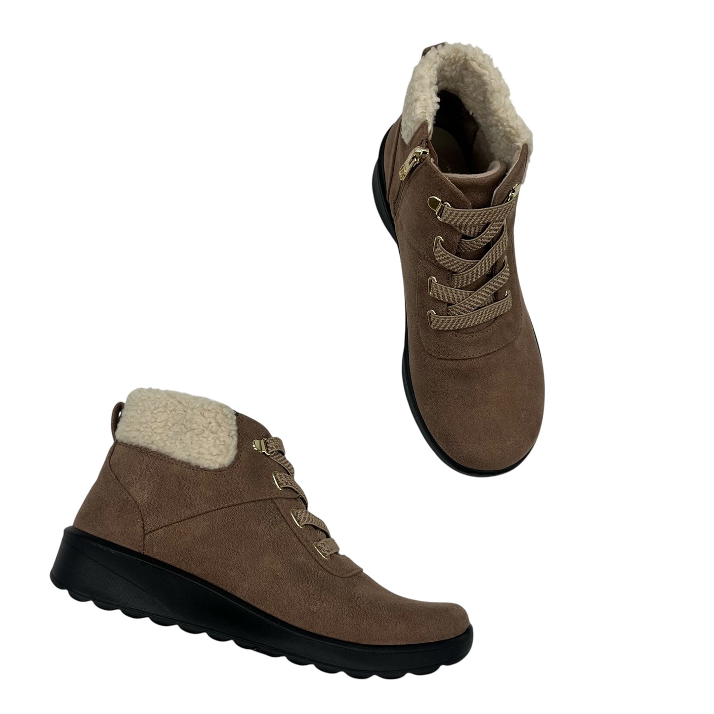 Boots Ankle Flats By Bzees In Brown, Size:9.5