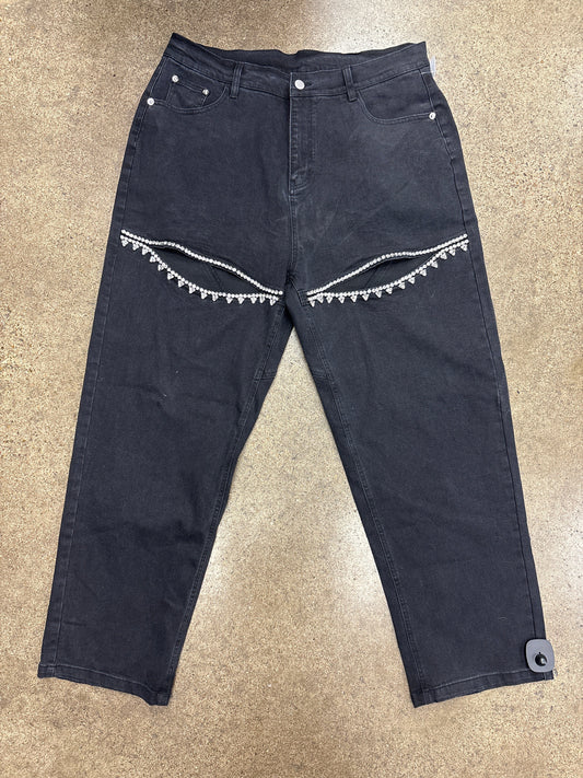 Jeans Straight By Clothes Mentor In Black Denim, Size:2X