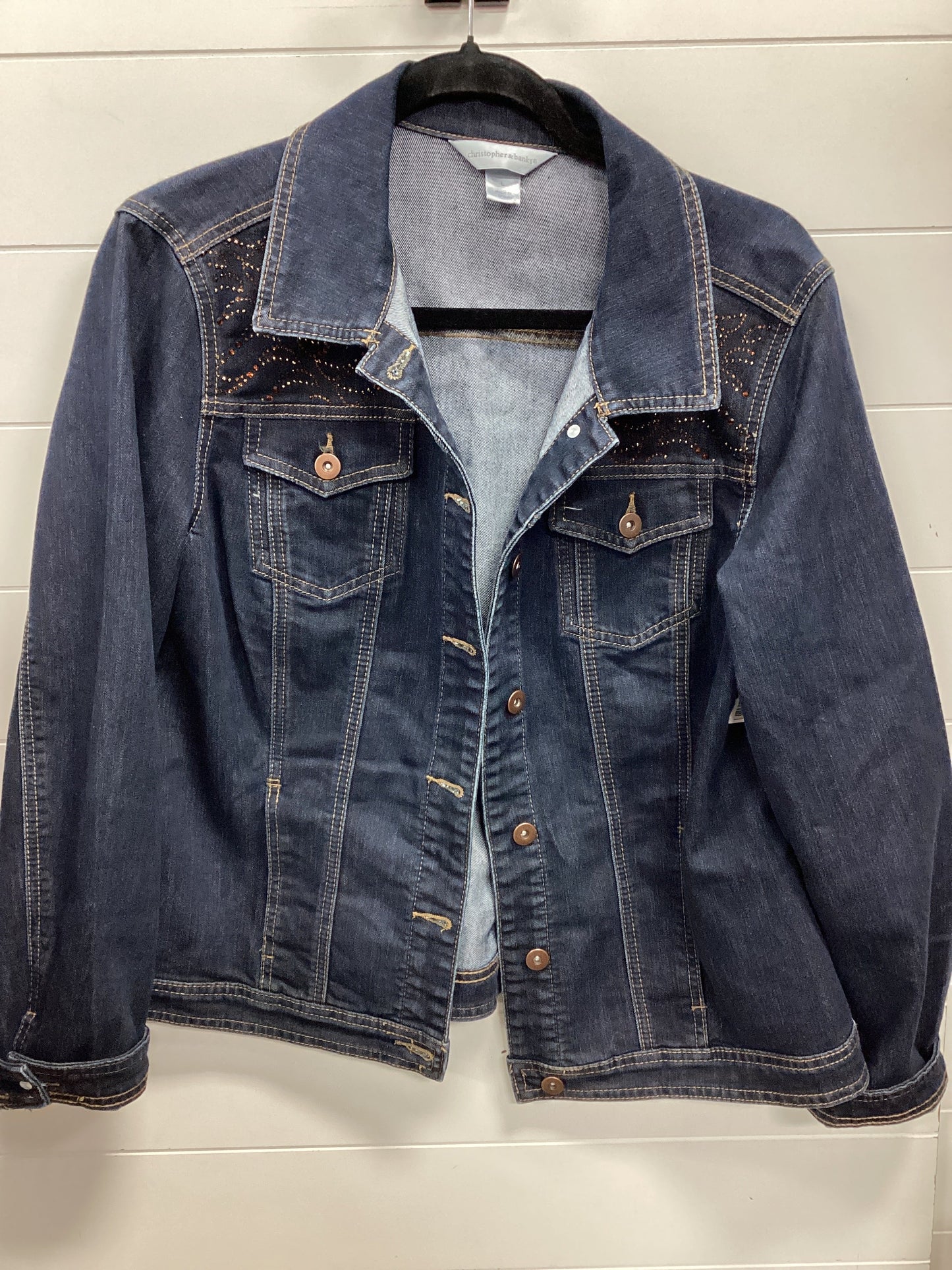 Jacket Denim By Christopher And Banks In Blue Denim, Size:L