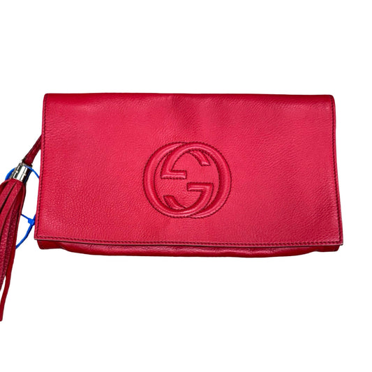 Clutch Luxury Designer By Gucci In Red, Size:Large (11x6.9 in)
