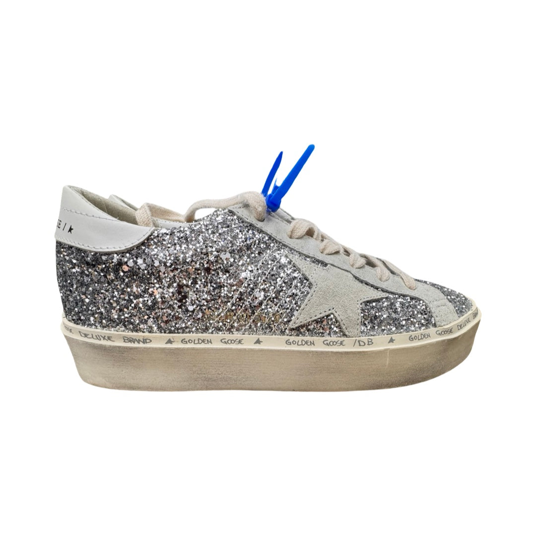 Shoes Luxury Designer By Golden Goose In Silver, Size:6.5 (EU37)