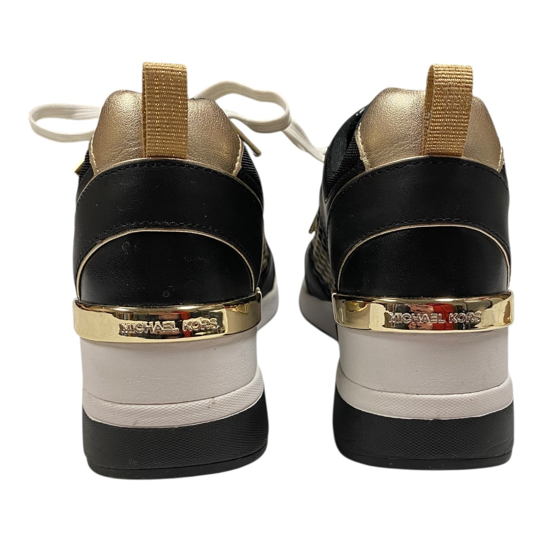 Shoes Athletic By Michael By Michael Kors In Black & Gold, Size:7.5