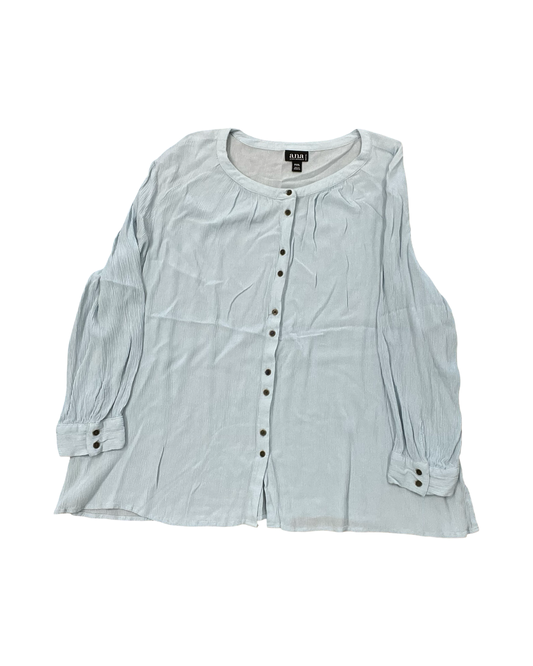 Blouse Ls By Ana In Blue, Size:1X