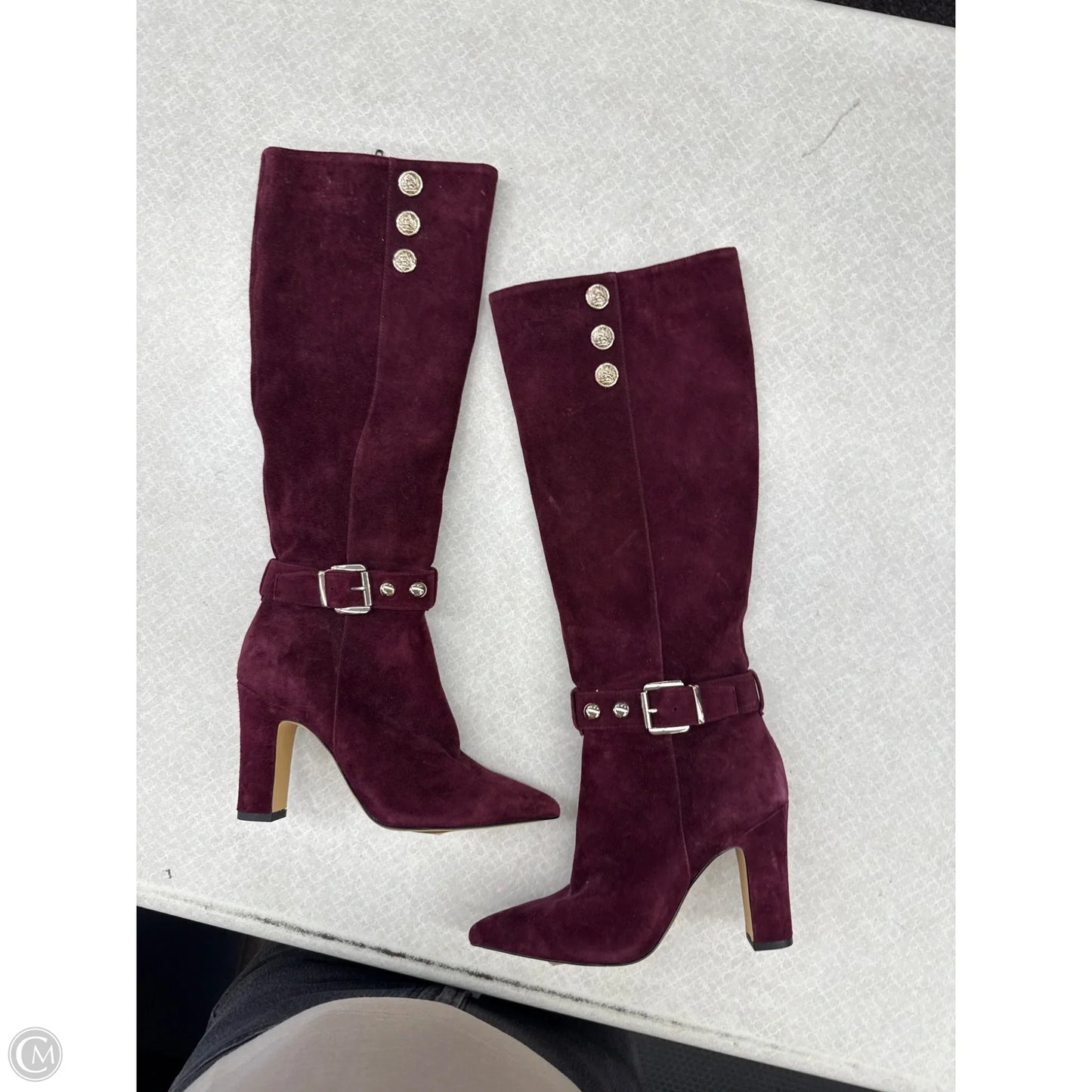 Boots Knee Heels By White House Black Market In Maroon, Size: 6