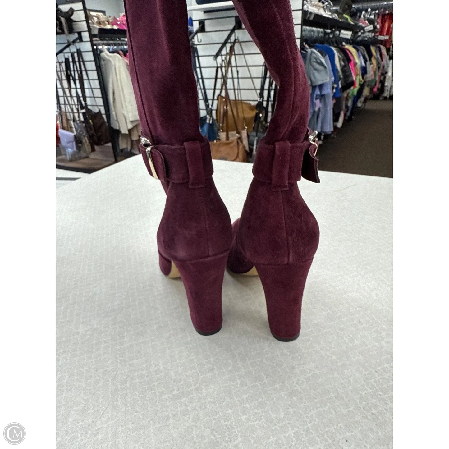 Boots Knee Heels By White House Black Market In Maroon, Size: 6