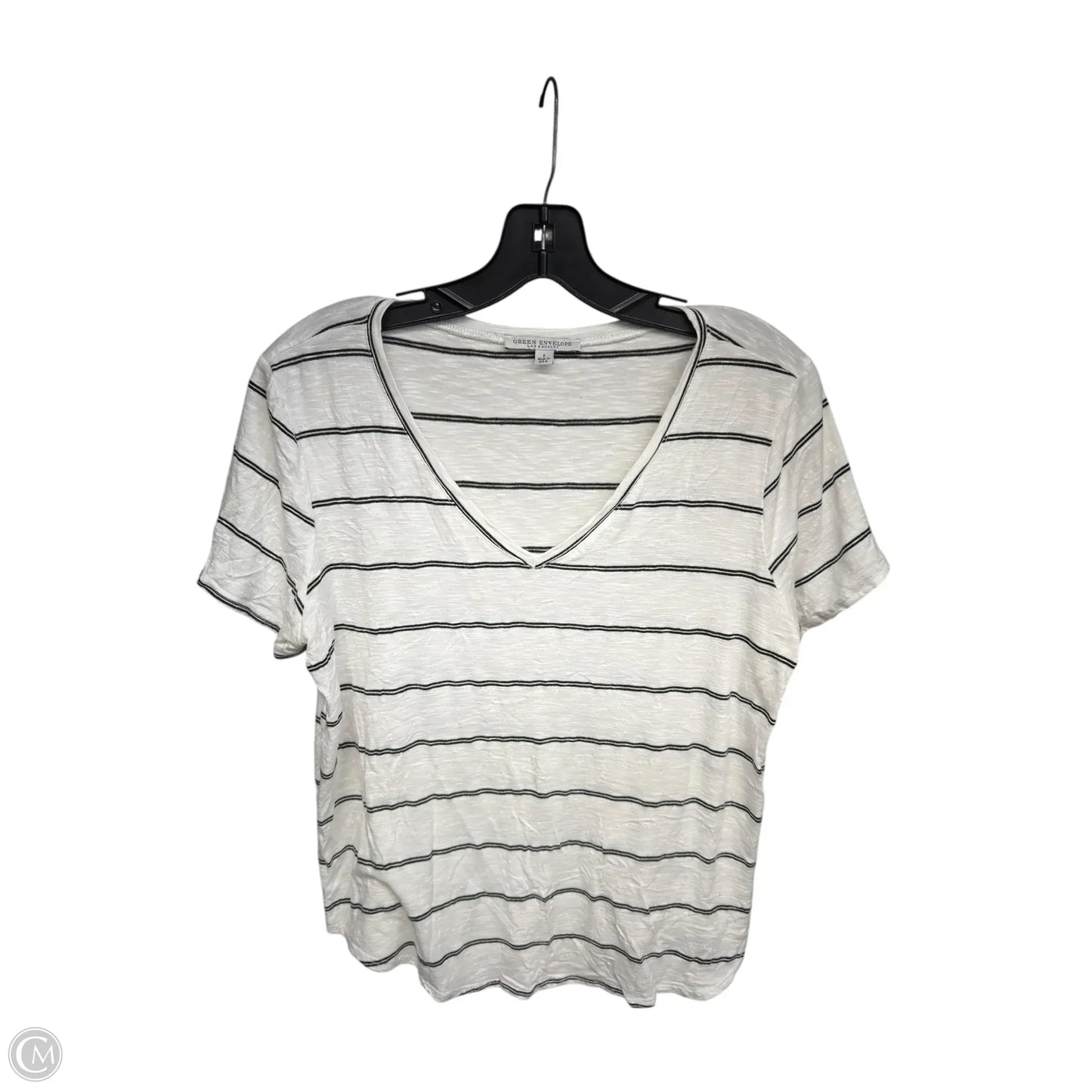 Top Short Sleeve By Green Envelope In Striped Pattern, Size: L
