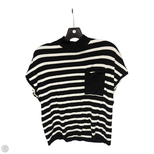 Top Short Sleeve By Nine West Apparel In Black & White, Size: L