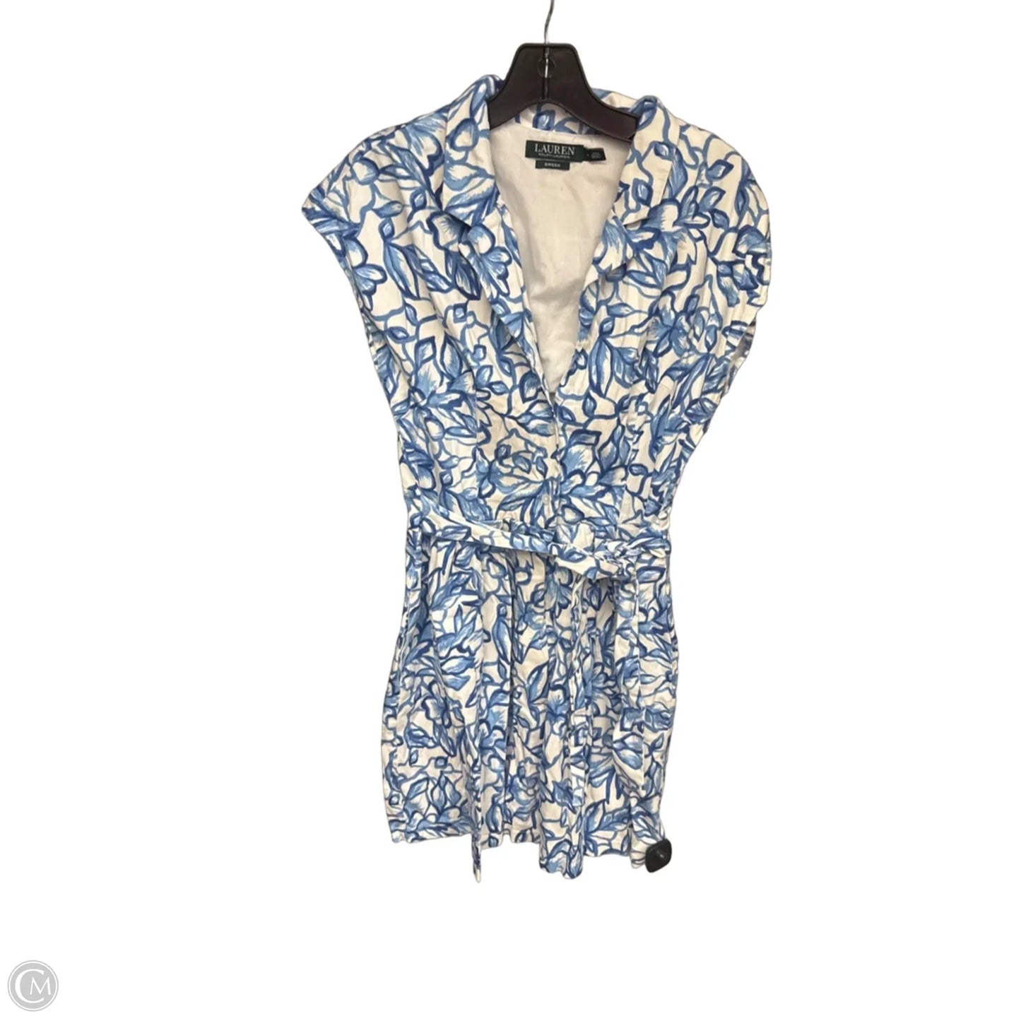 Dress Casual Midi By Lauren By Ralph Lauren In Blue & White, Size: 14