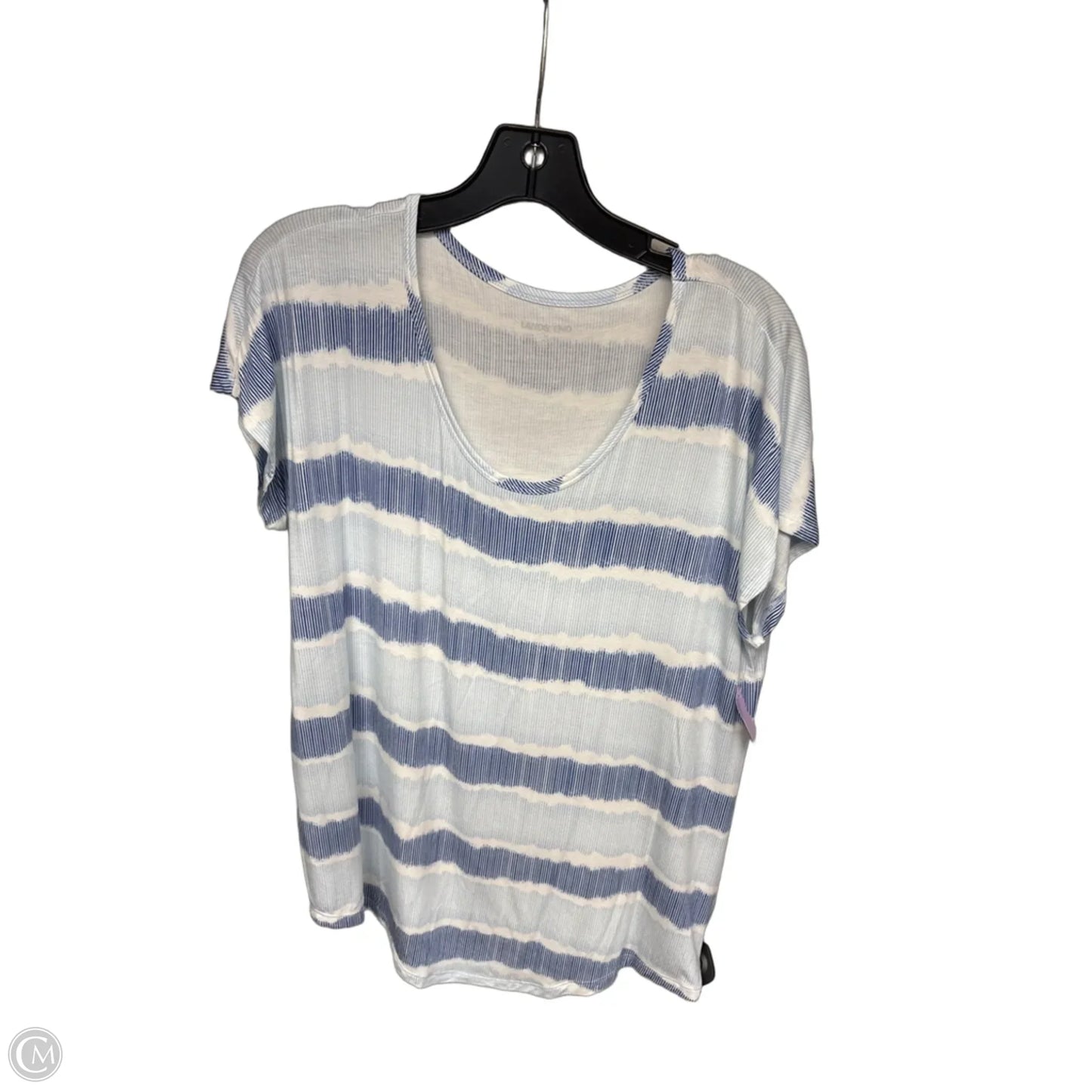 Top Short Sleeve By Lands End In Blue & White, Size: M
