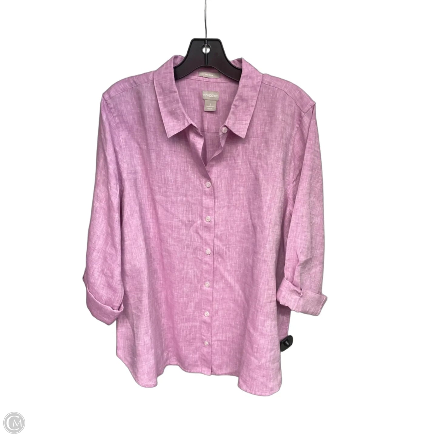 Top 3/4 Sleeve By Chicos In Pink, Size: Xl