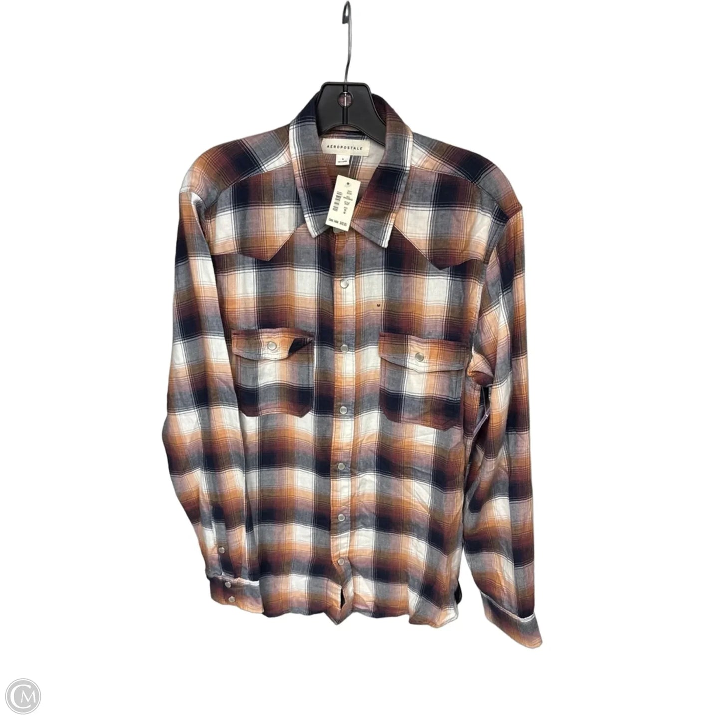 Top Long Sleeve By Aeropostale In Plaid Pattern, Size: M