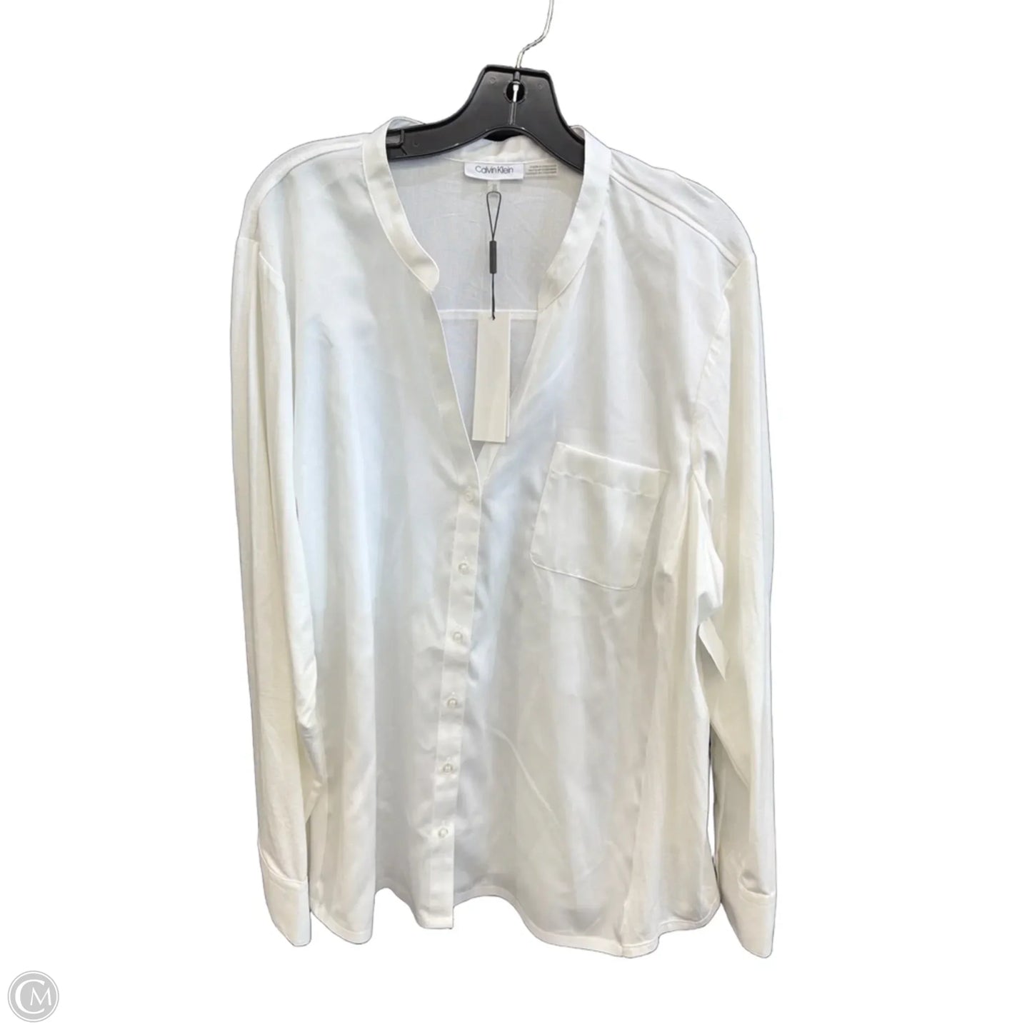 Top Long Sleeve By Calvin Klein In White, Size: 2x