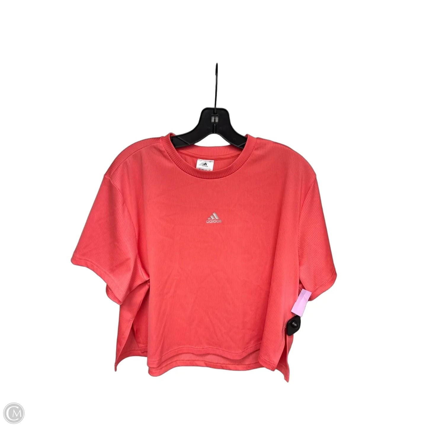 Athletic Top Short Sleeve By Adidas In Coral, Size: L